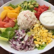 Gluten-free seafood Cobb salad from Dive Bar Restaurant